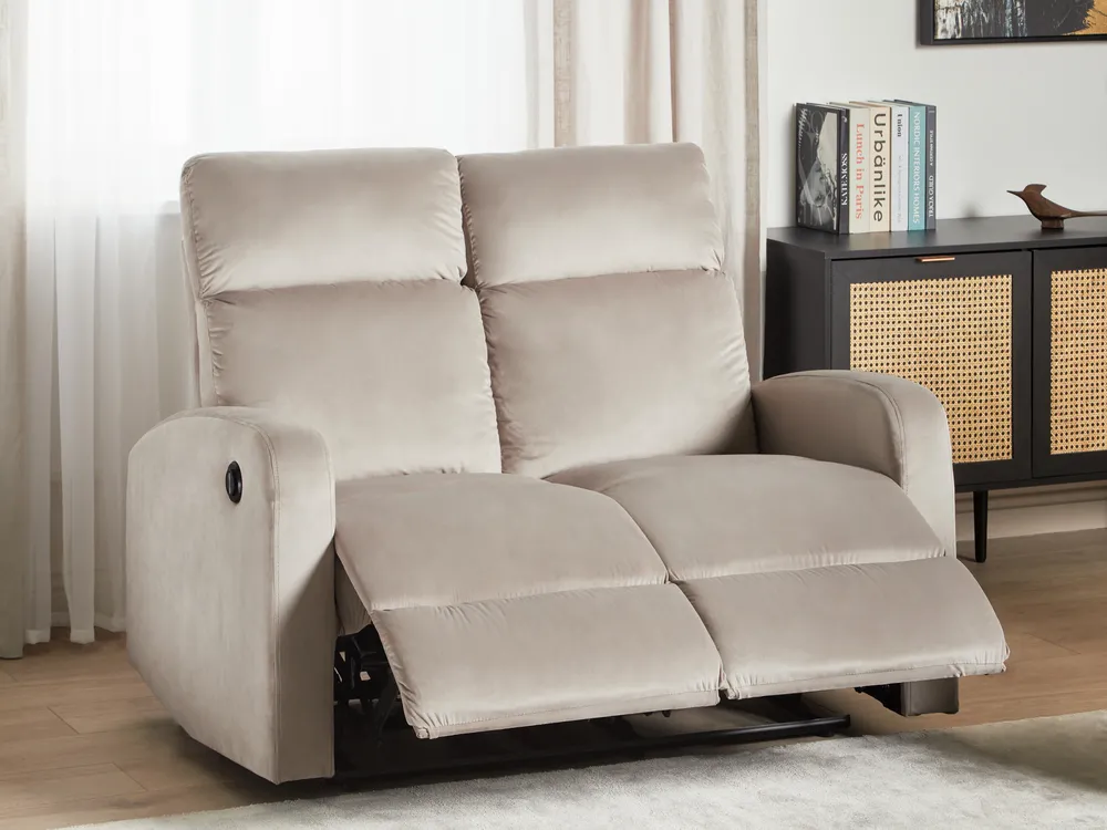 Electric Recliner Sofa Seater VERDAL Velvet Taupe