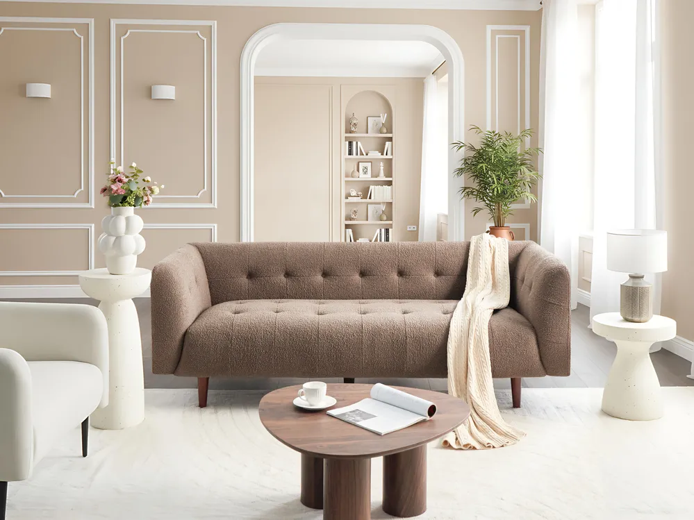 Sofa 3 Seater BYSKE Boucle Brown_1019463