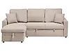 Corner Sofa Bed NASSJO Faux Linen Light Brown Right Hand