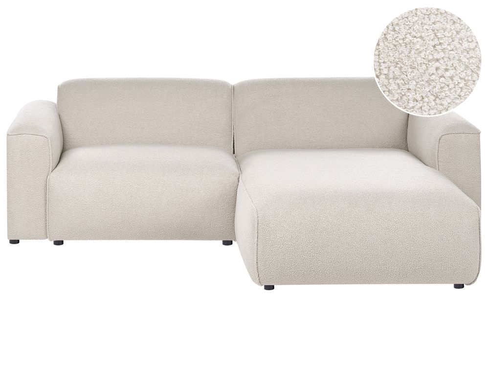 Corner Sofa 3 Seater FAABORG Boucle Beige Left Hand