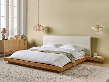 EU Super King Size Boucle Headboard Bed Light Wood ZEN