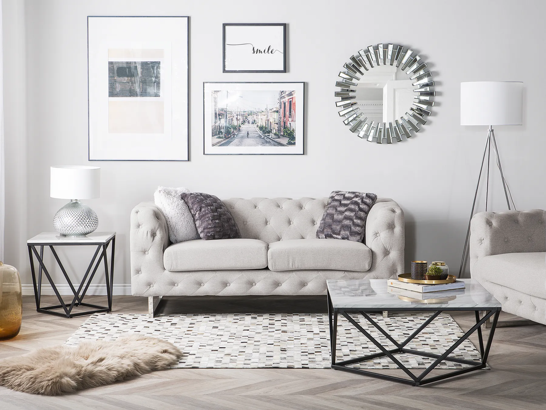 Sofa 2 Seater VISSLAND Fabric Light Beige_706380