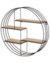 4 Tier Geometric Wall Shelf Black and Light Wood SANDIA_715792