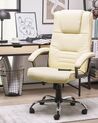 Cadeira de escritório com função de massagem e aquecimento em pele sintética creme COMFORT II_800850
