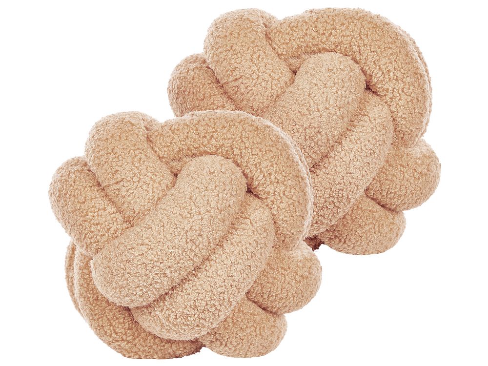 Set of 2 Decorative Cushions MALNI 19 x 19 cm Boucle Beige Solid