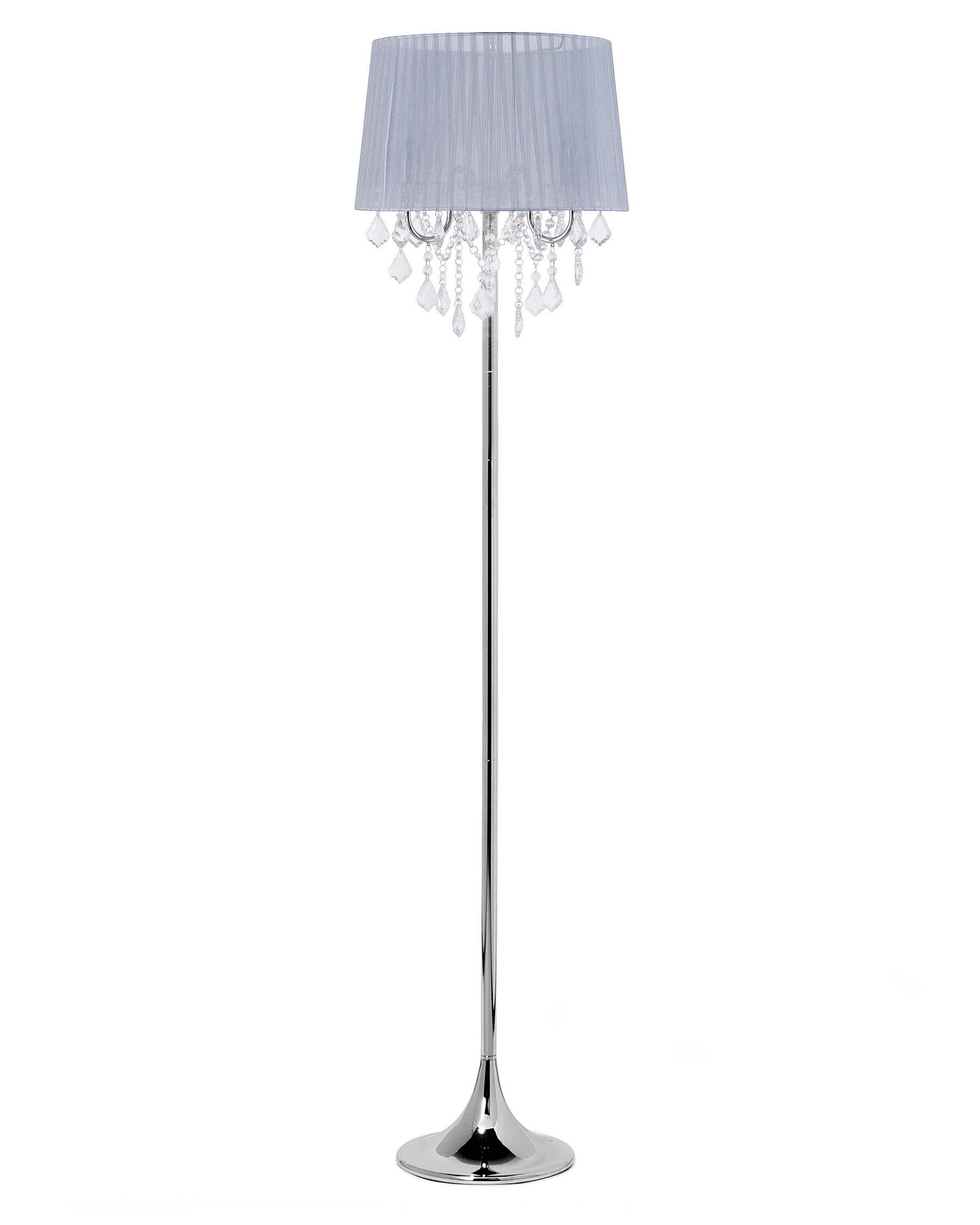 Stehlampe hellgrau Kristall-Optik 170 cm Trommelform EVANS_696041