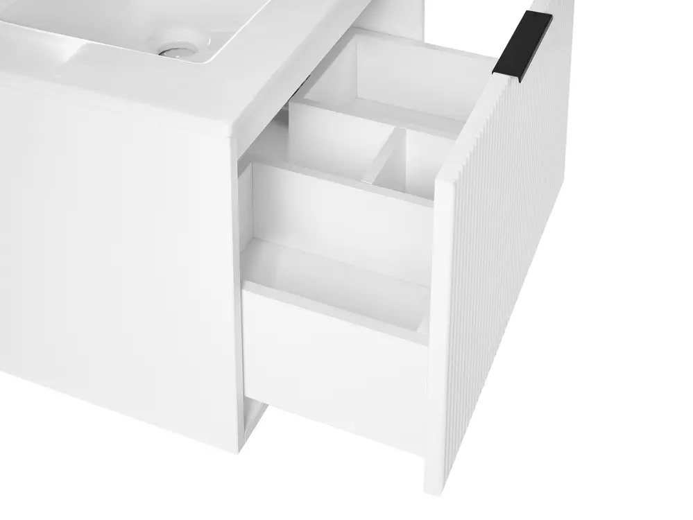 Wall Mounted Vanity Unit with Basin with Black Handle TILCARA White_1005979
