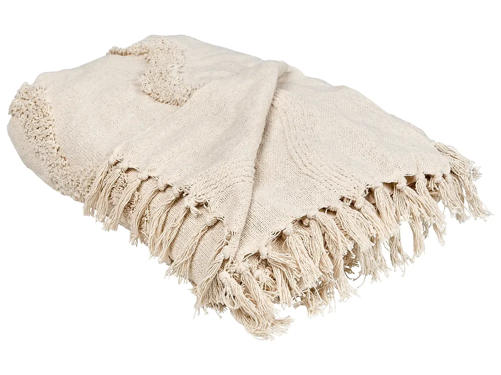 Kuscheldecke KHARI Baumwolle 150 x 200 cm Hellbeige