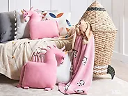 Lot de 2 coussins décoratifs LAMMI 45 x 45 cm Coton Licorne Rose_1175883