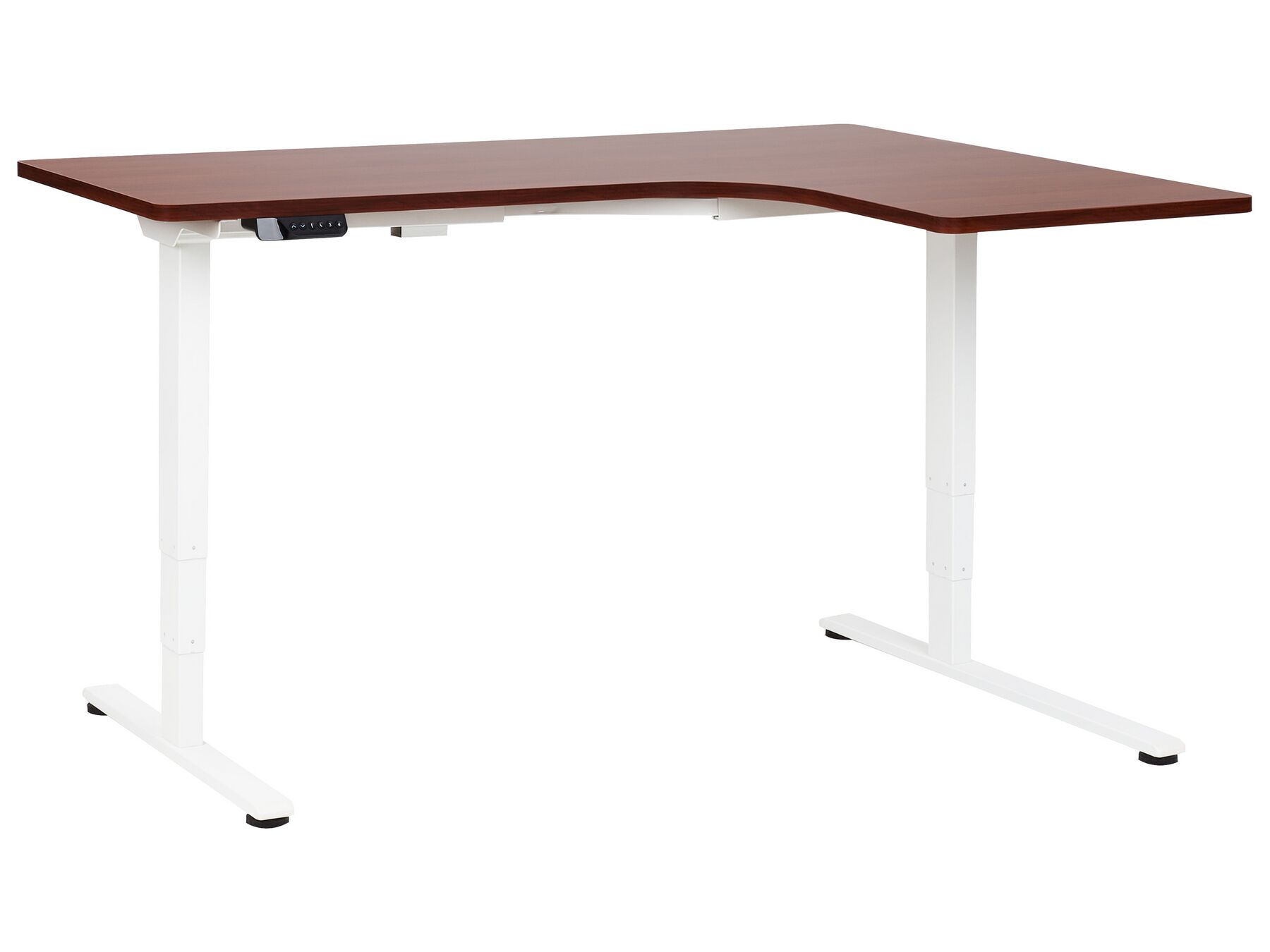 Electric Adjustable Right Corner Desk 160 x 59 cm White and Dark Wood DESTINES _927770