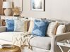 2 bawełniane poduszki dekoracyjne 45 x 45 cm beżowe z niebieskim RIVINA_839956