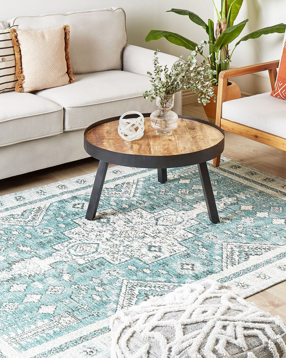 Green and white rug cheap