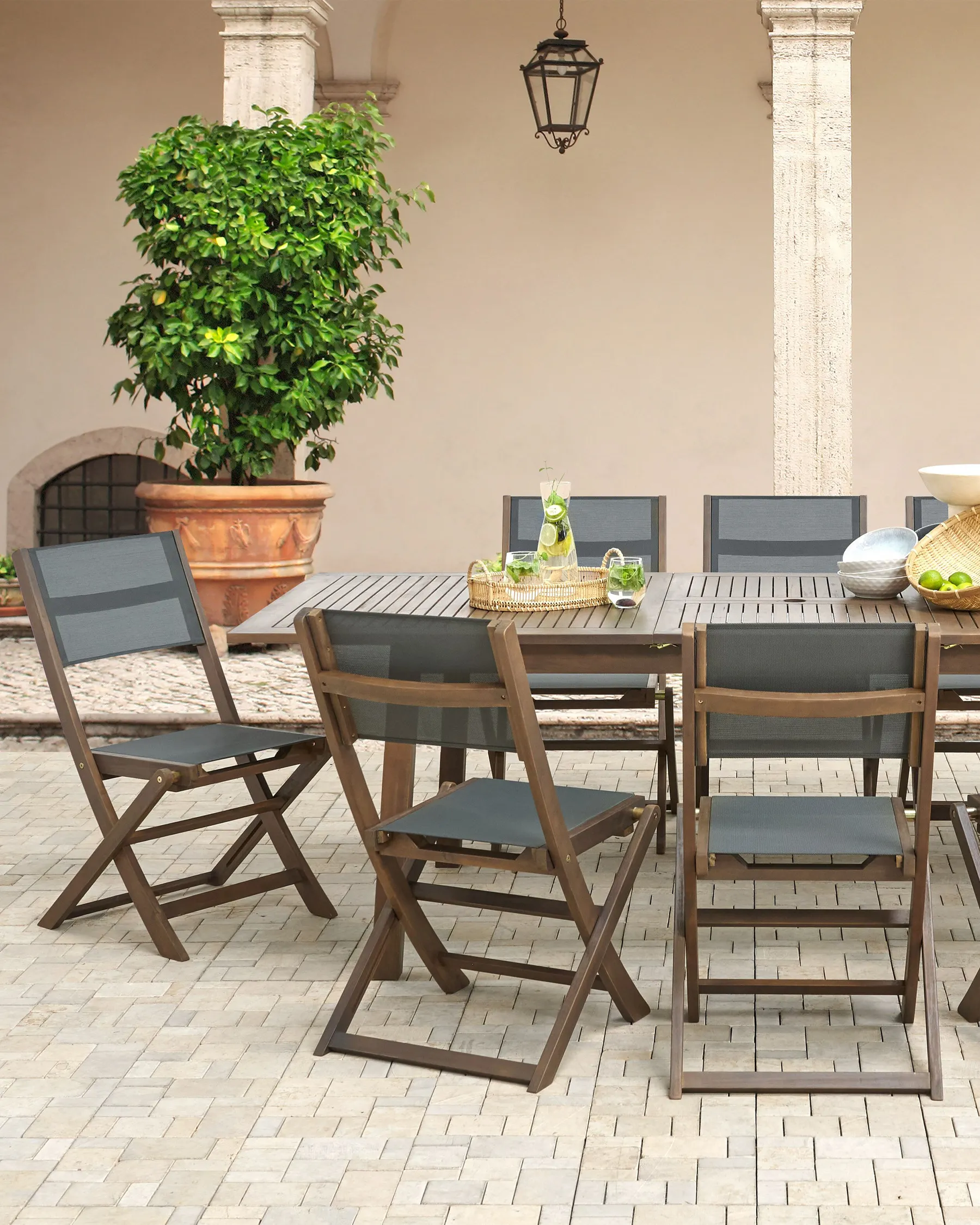 Zestaw 2 krzeseł ogrodowych CESANA Drewno akacjowe Ciemnobrązowy_868548