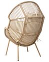 Gartensessel mit Hocker Rattan naturfarben Auflagen cremeweiß MURANO_932885