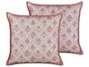 Conjunto de 2 almofadas decorativas com padrão de flores em algodão vermelho e branco 45 x 45 cm PICEA_838924