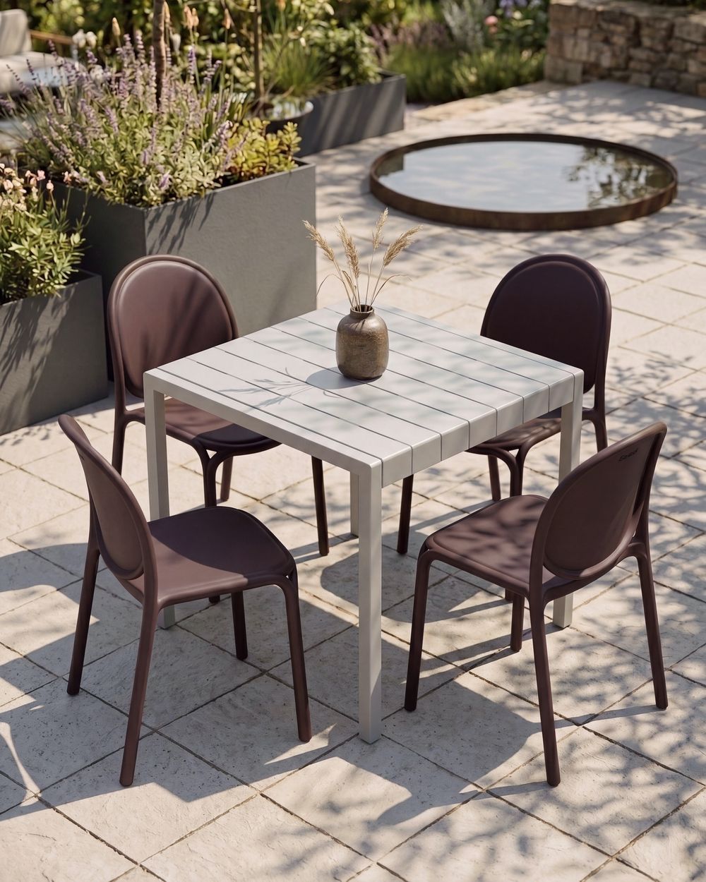Lot de 4 chaises de jardin BRUGNELLO Marron