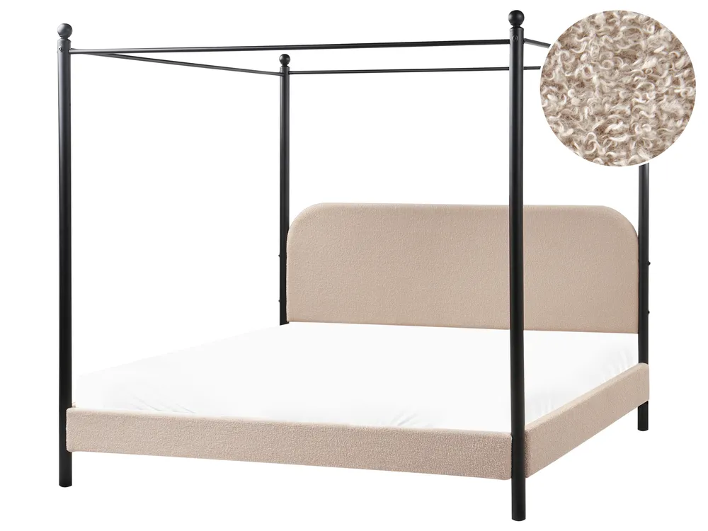 Boucle Canopy Bed Taupe DANNEMOIS