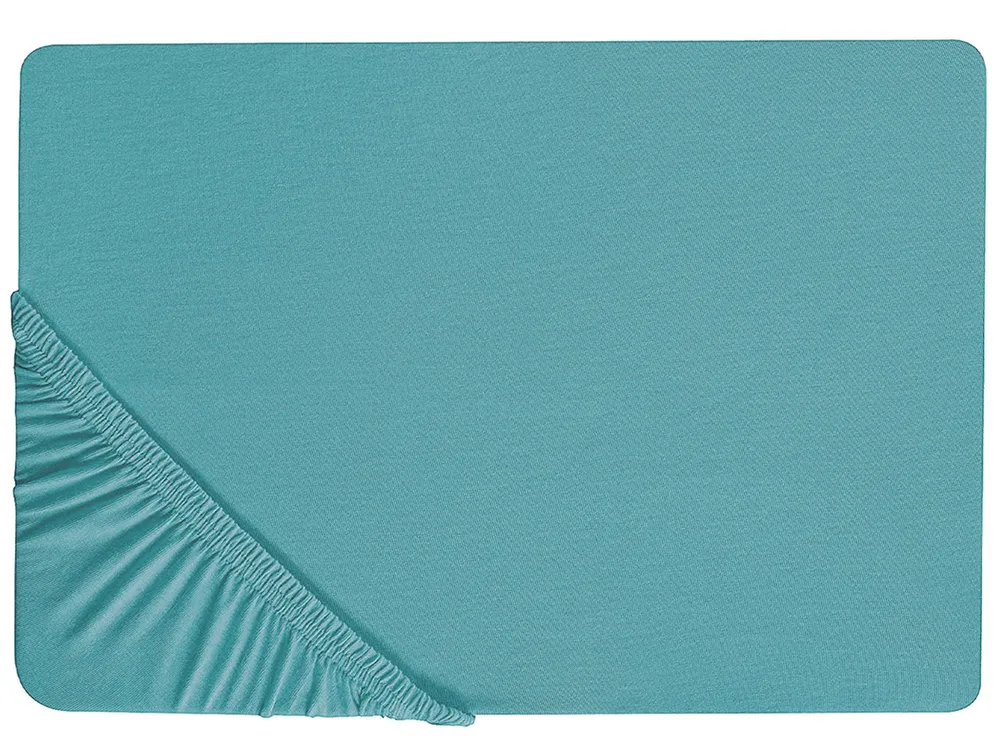 Prześcieradło z gumką HOFUF 160 x 200 cm Bawełna Turkusowy