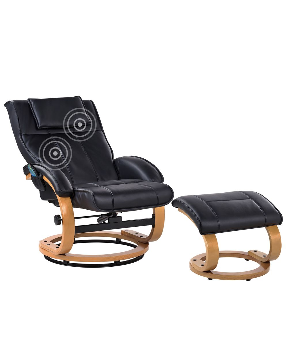 Massagestoel MAJESTIC met voetenbank Kunstleer Zwart