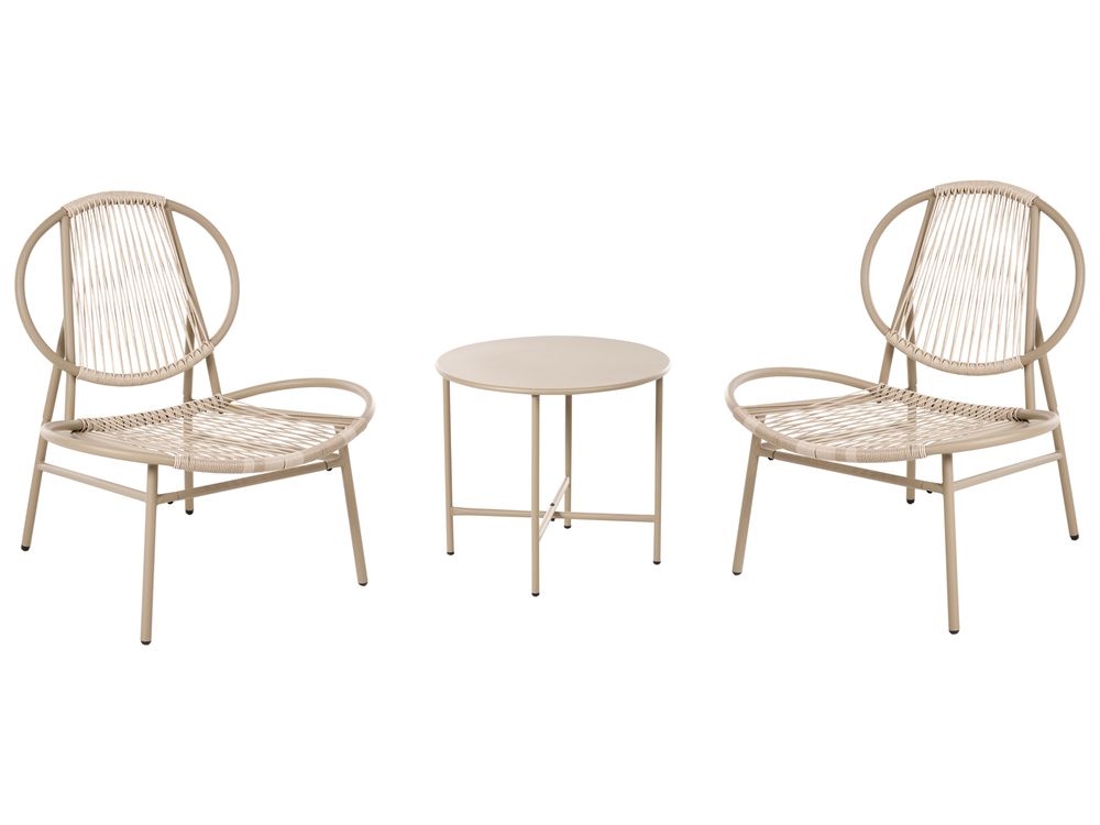 Bistro Set OVARO PE Rattan Beige