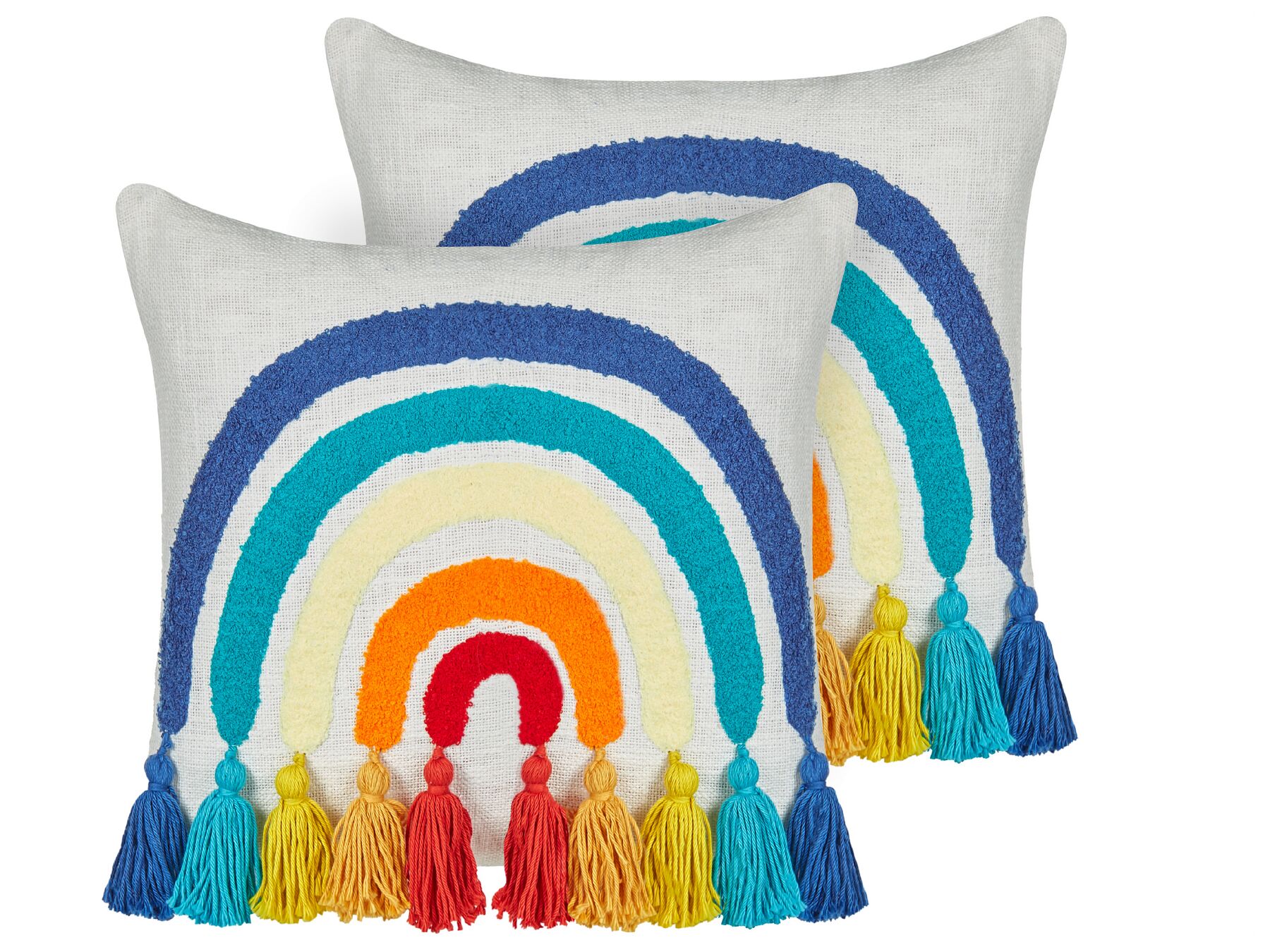 Conjunto de 2 almofadas decorativas com bordado arco-íris em algodão multicolor 45 x 45 cm DORSTENIA_893275