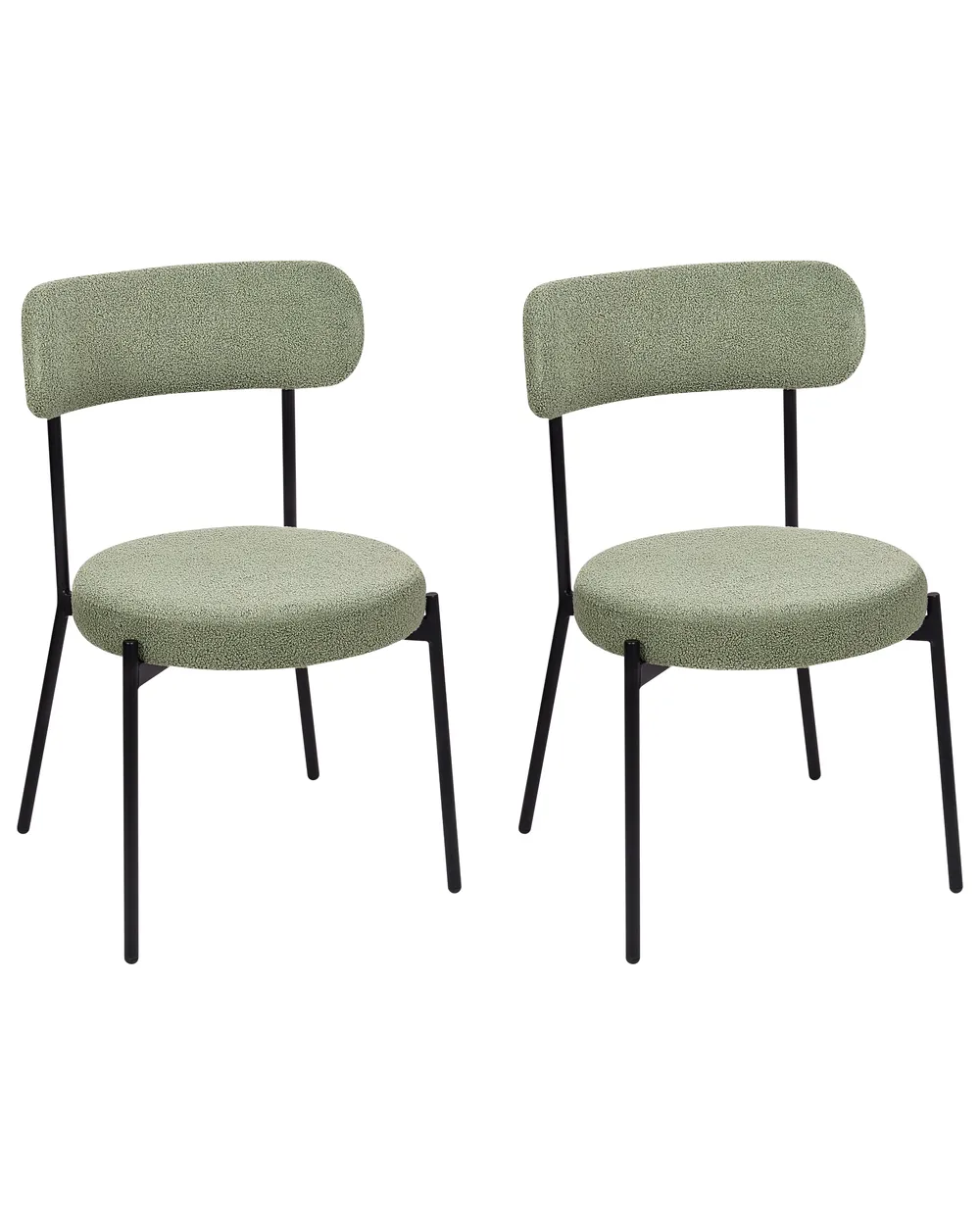 Set of 2 Dining Chairs ALLISON Boucle Light Green_1022211