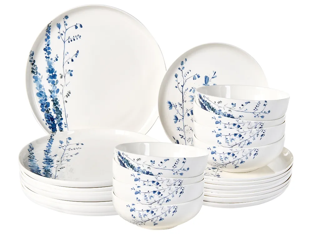 24-Piece Dinnerware Set MAHLEB Porcelain White/Blue_1191967