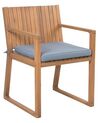 Set of 8 Acacia Wood Garden Dining Chairs with Blue Cushions SASSARI_746008
