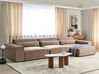 Left Hand 3 Seater Modular Fabric Corner Sofa Brown HELLNAR_912358