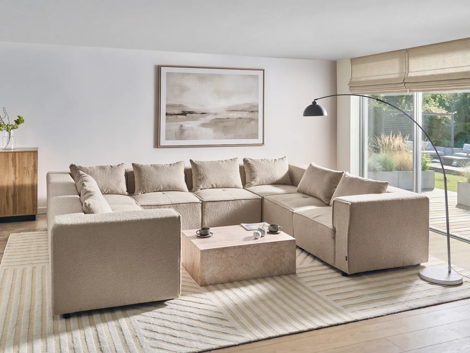 Divano modulare a U 8 posti AXEBO Bouclé Beige_1077282
