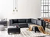 Modular Corner Sofa 5 Seater UNSTAD with Ottoman Faux Leather Black Left Hand