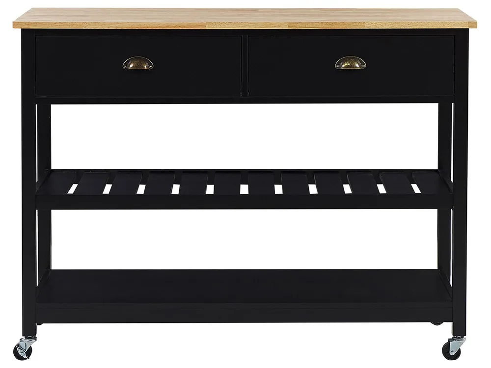 Kitchen Trolley NAVARINO Wood Black_774592