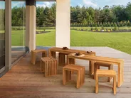 Garden Dining Set with Benches and Stools 6 Seater BELLANO Acacia Wood Brown_921987