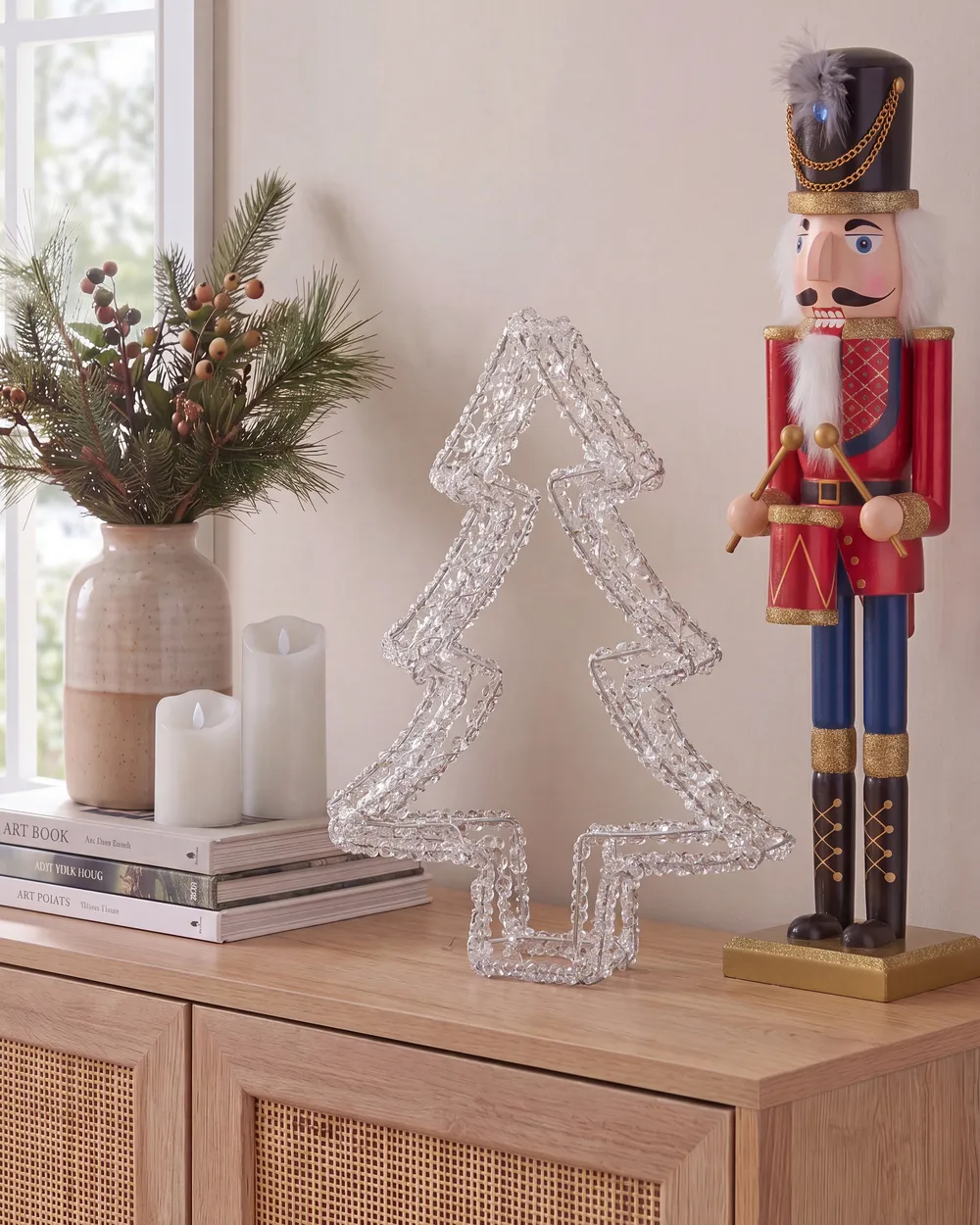 Decorazione per esterni LED OLBOAN 34 cm Albero di Natale Bianco_1020659