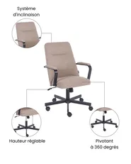 Chaise de bureau CAROGA Tissu Marron clair_1082942