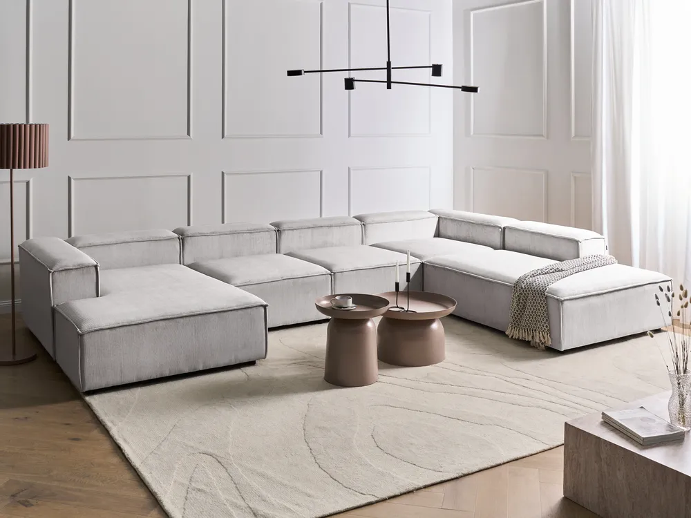 Modular Corner Sofa 5 Seater ARDAL Corduroy Off-White Left Hand