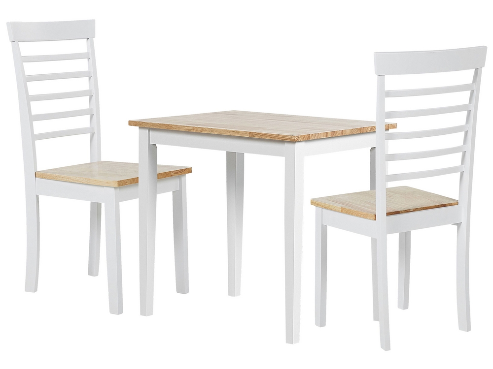 2 Seater Dining Set Light Wood and White BATTERSBY Beliani