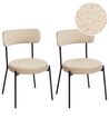 Lot de 2 chaises de salle à manger en tissu bouclé beige clair ALLISON_929044