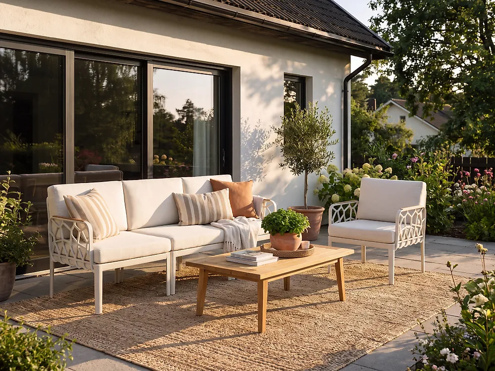 Garden Sofa Set 4 Seater ERICHE Light Beige_1188050