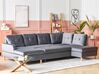 Velvet Corner Sofa Bed with Storage Grey LERUM_826091