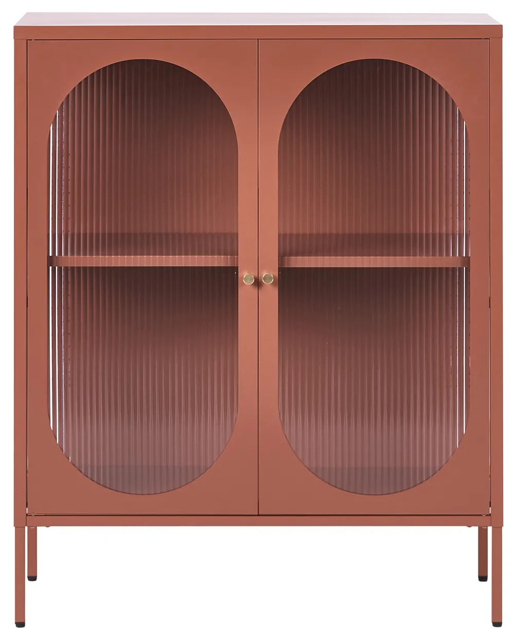 Szafka ze szklanymi drzwiami SARRE 90 cm Metal Złoty brąz_1069111