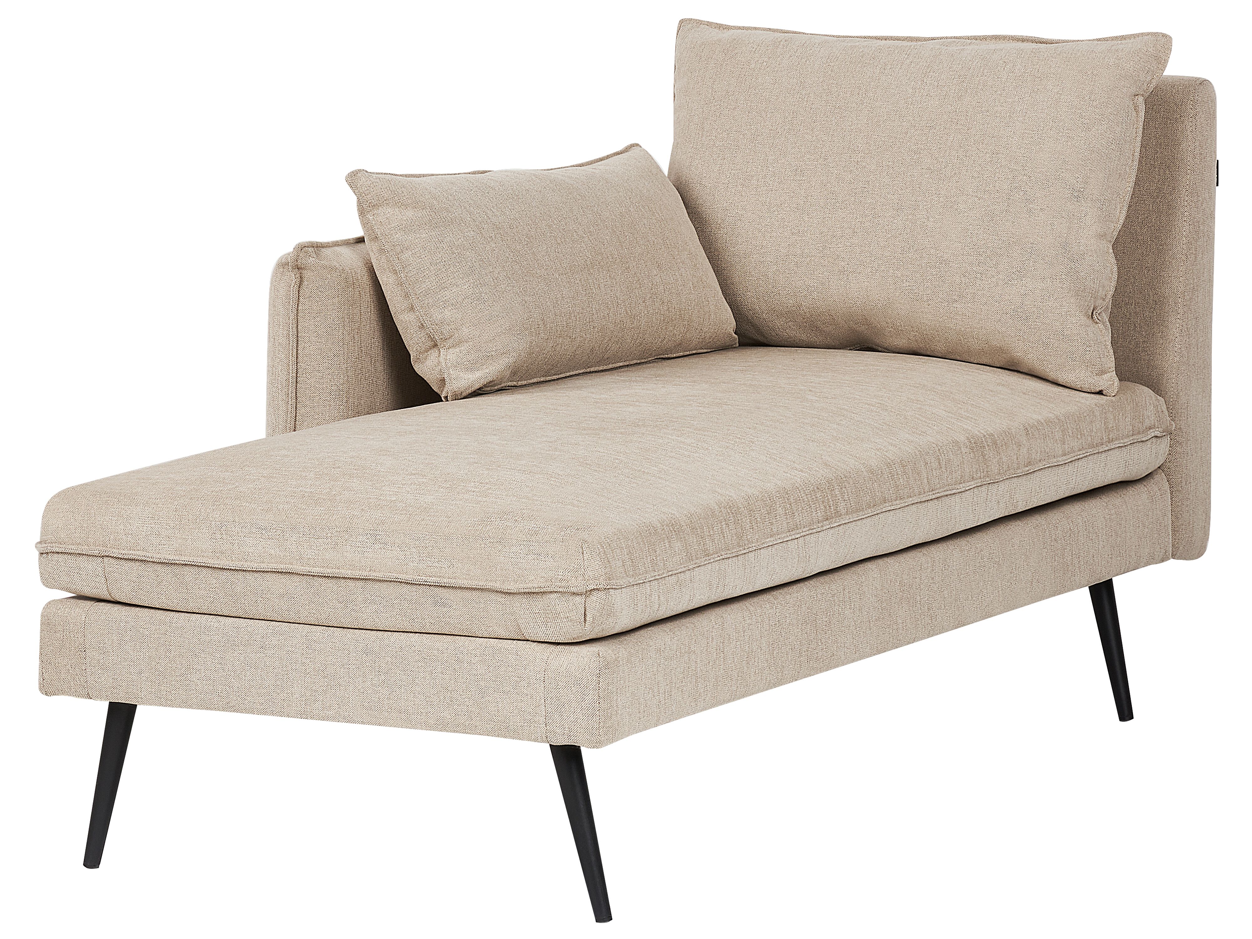 Chaise Longue Vintage In Velluto Beige - Stile Retrò Glamour, Lato Sinistro, Imbottitura Confortevole
