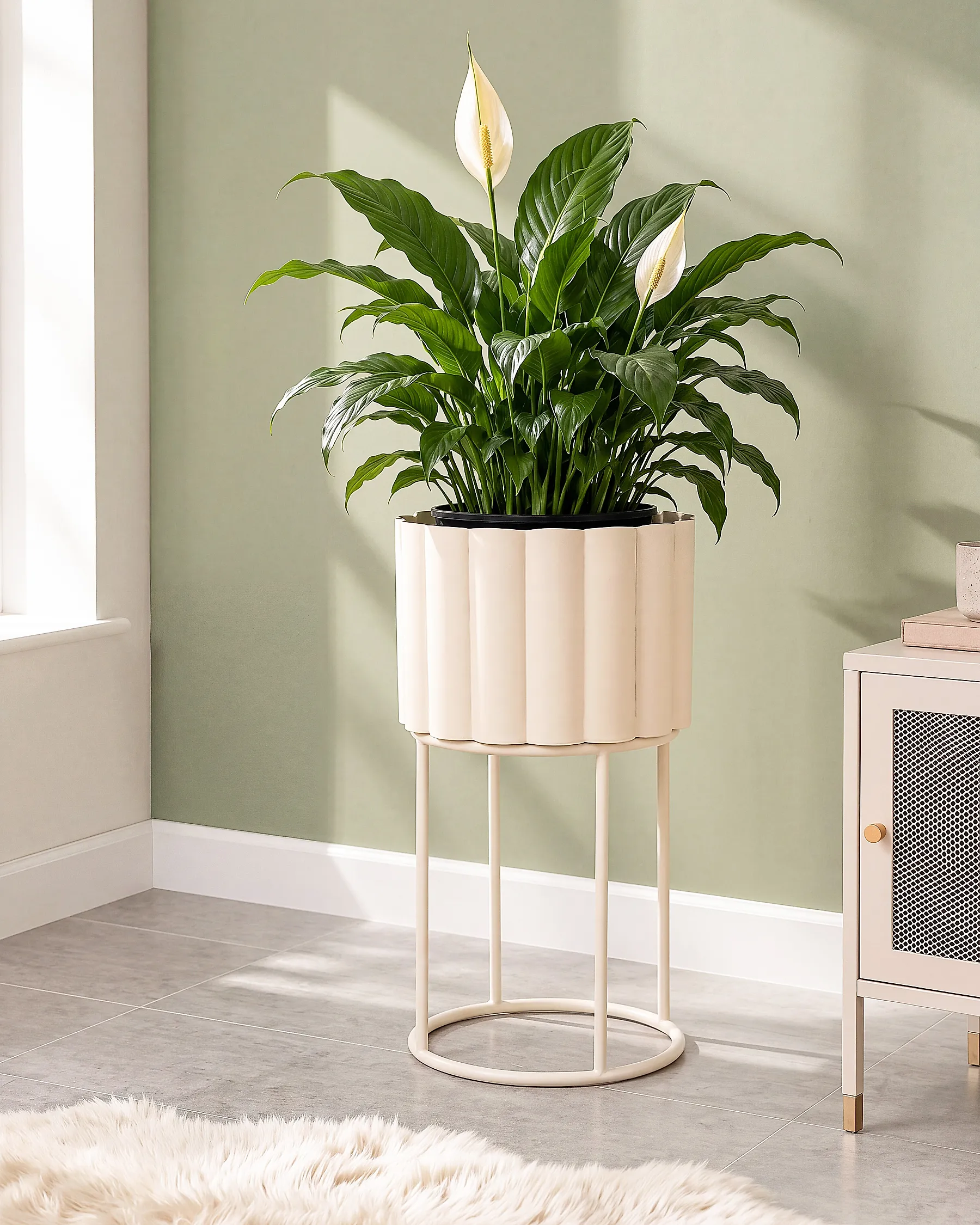 Elevated Plant Pot GANTIANELLA 30 cm Metal Pastel Pink_1188014