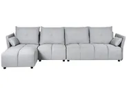 Corner Sofa 4 Seater TOMRA Fabric Light Grey Right Hand_848193
