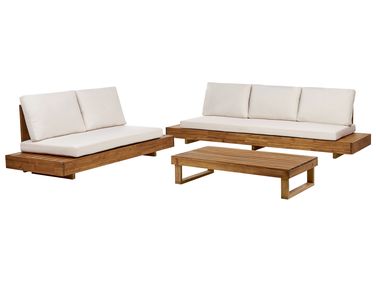 5 Seater Acacia Wood Garden Sofa Set White | MARETTIMO