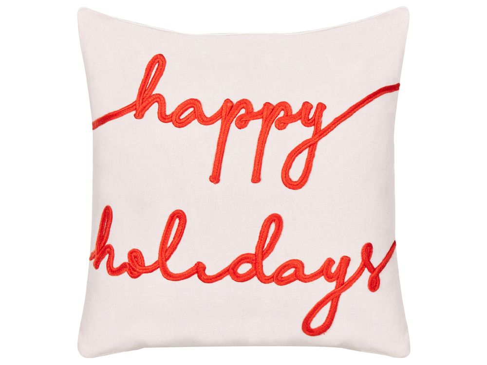 Coussin EXACUM 45 x 45 cm Velours Blanc Motif de Noël