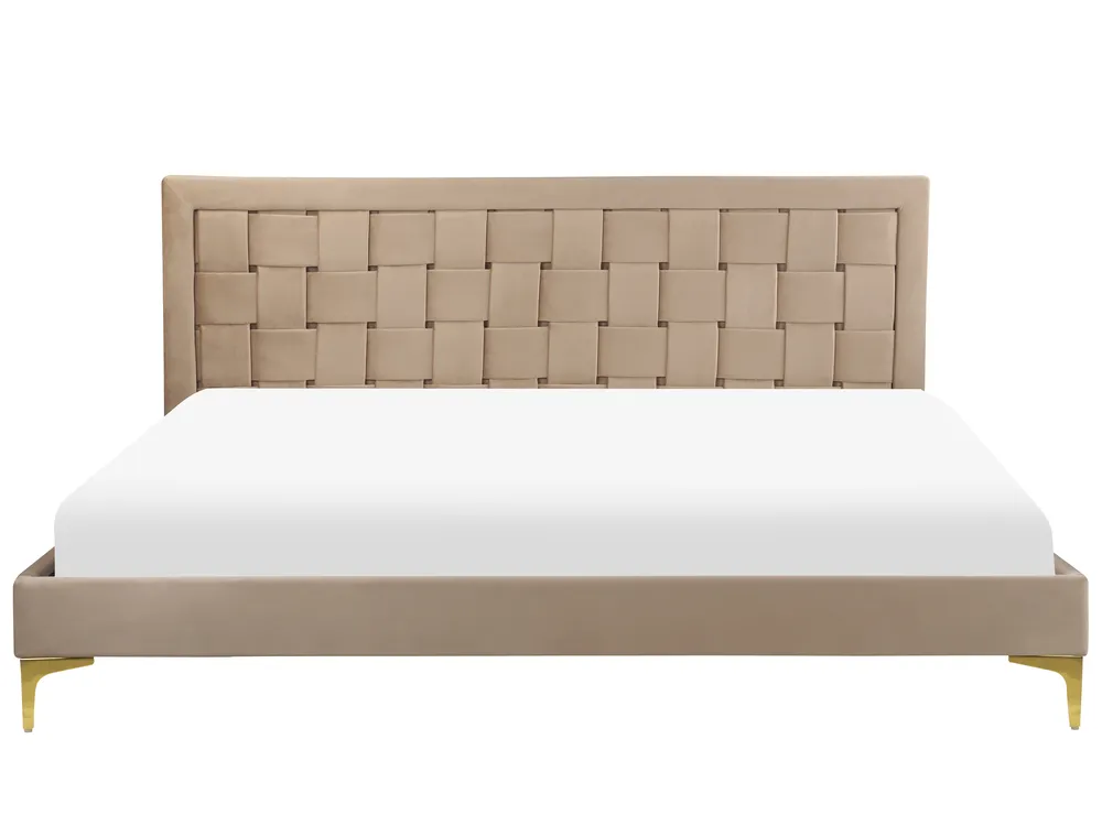 Pat cu lamele Catifea LIMOUX 180 x 200 cm Taupe_867204