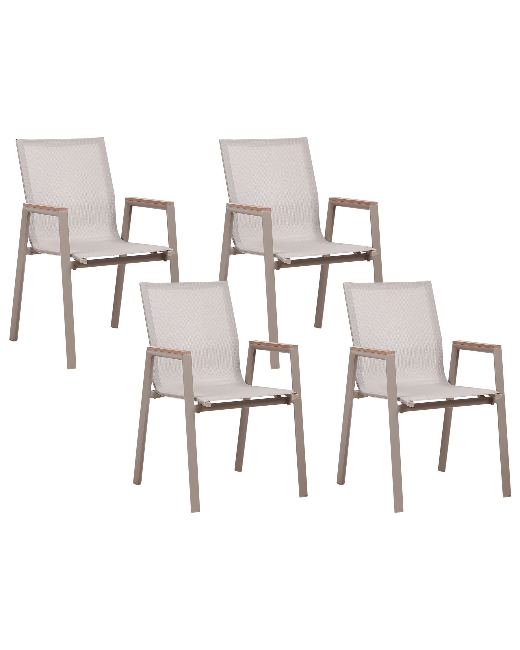 Lot de 4 chaises de jardin en aluminium taupe TIANO_935872