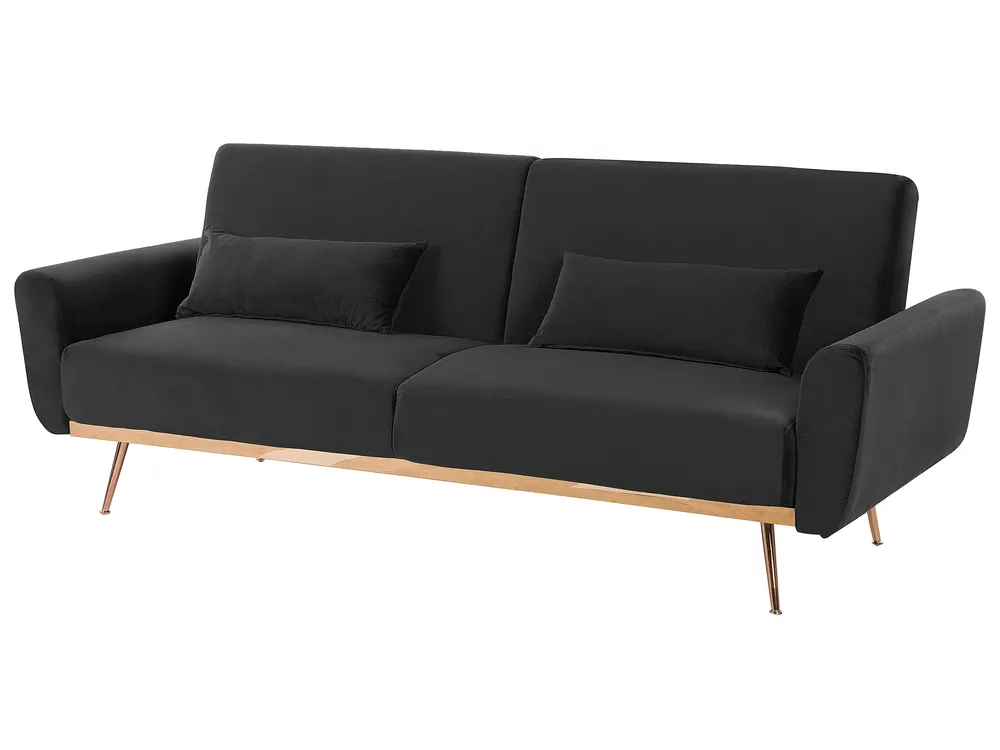 Sofa Bed 3 Seater EINA Velvet Black_729275