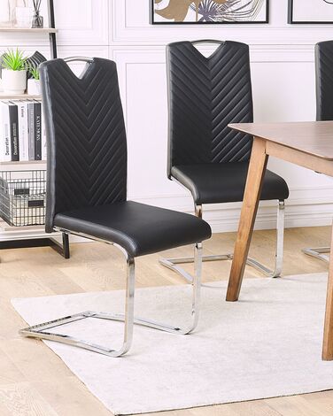 Set of 2 Faux Leather Dining Chairs Black PICKNES